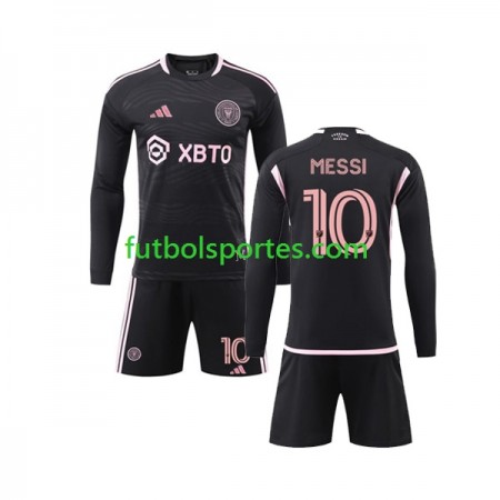 Camiseta Inter Miami Lionel Messi 10 Niño Segunda Equipación 2023/2024 Manga Larga